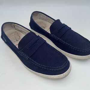Cole Haan Pinch Maine‎ Classic Navy Canvas Slip On Penny Loafers Shoes Size 8.5